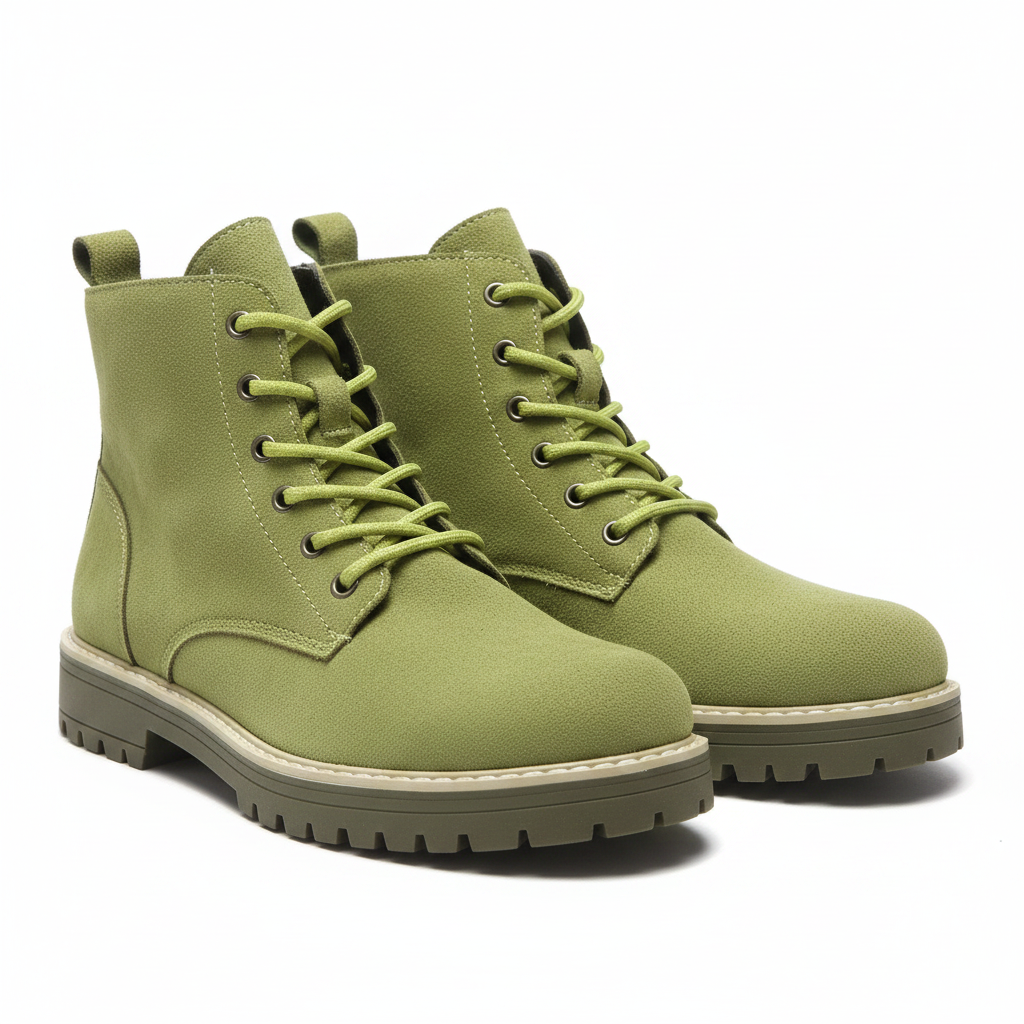 Green lace up ankle boot light weight