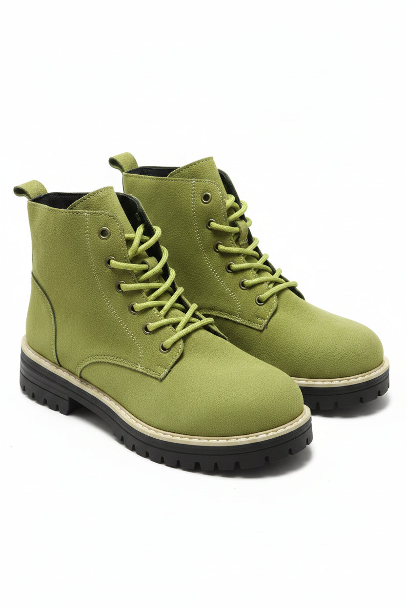 Green lace up ankle boot light weight