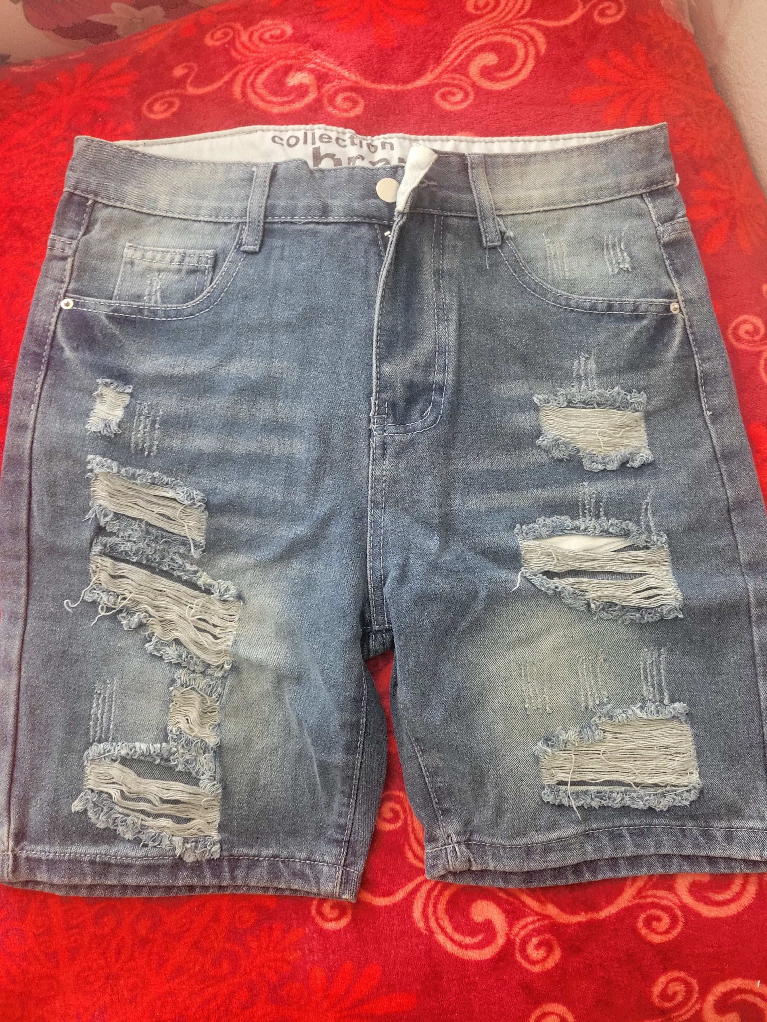 Denim rip jeans short washout color